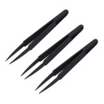 Black Plastic Electronic Pointy Tip Anti-static Tweezers