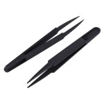 Black Plastic Electronic Pointy Tip Anti-static Tweezers